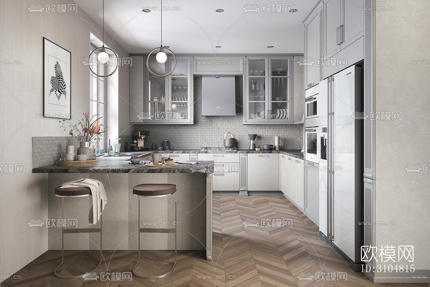 北欧厨房效果图下载（渲染图3）