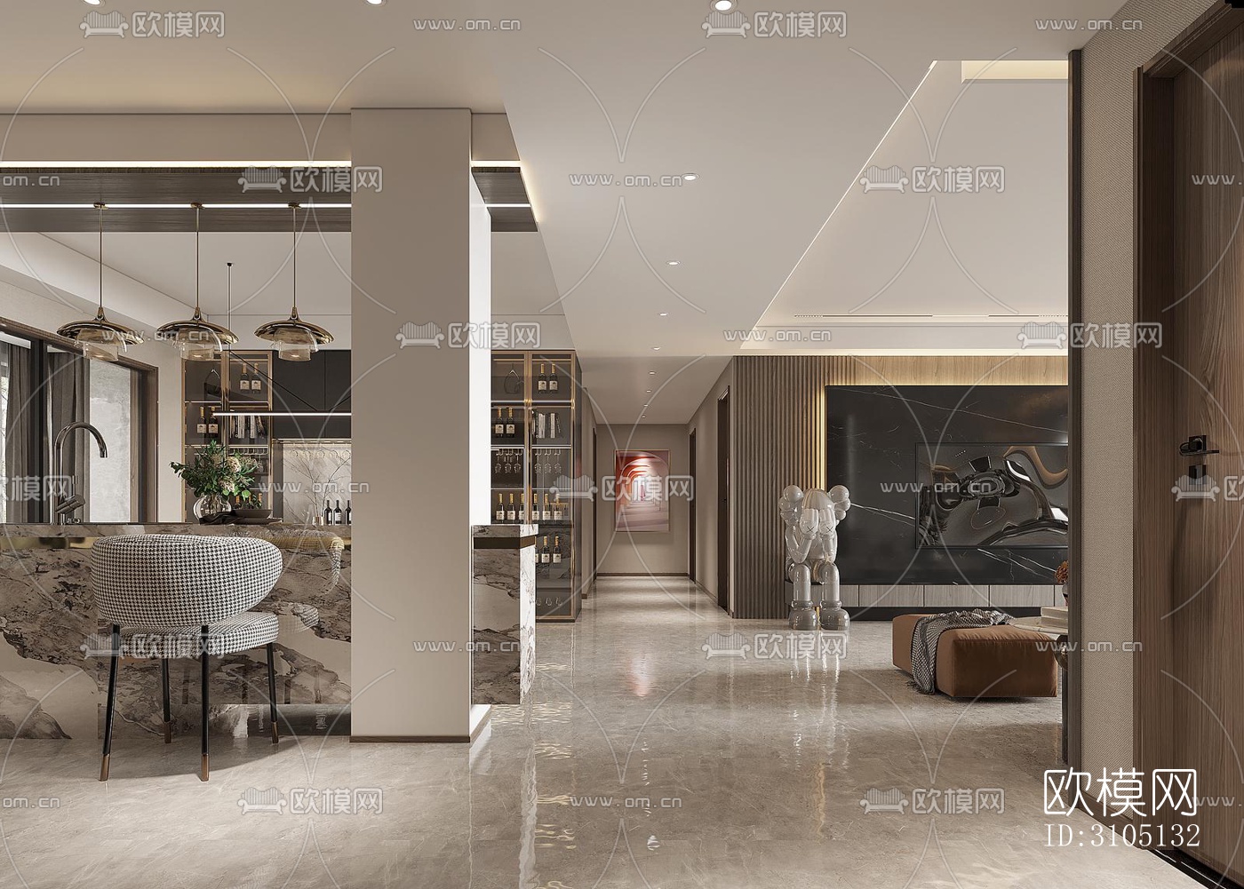 现代平层效果图下载（渲染图13）