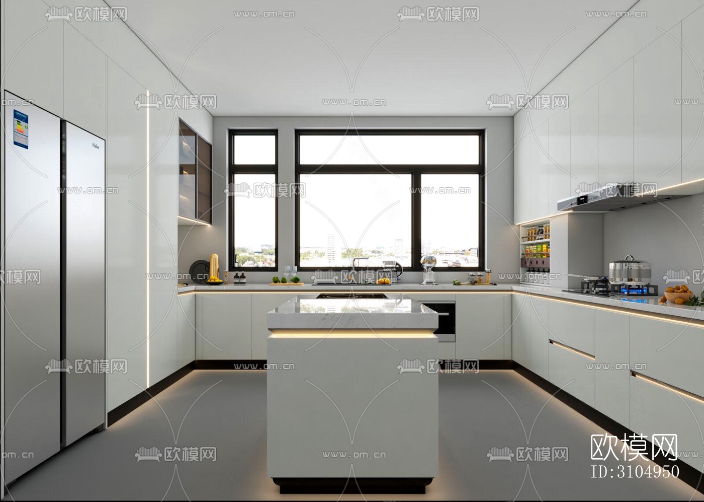 现代厨房效果图下载（渲染图2）