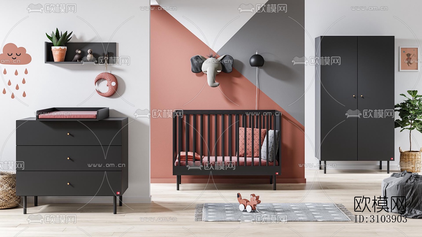 北欧儿童房效果图下载（渲染图4）