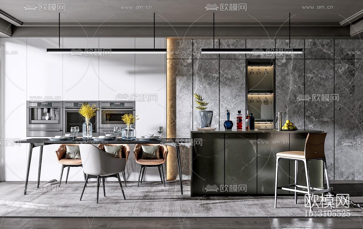 现代餐厅效果图下载（渲染图5）