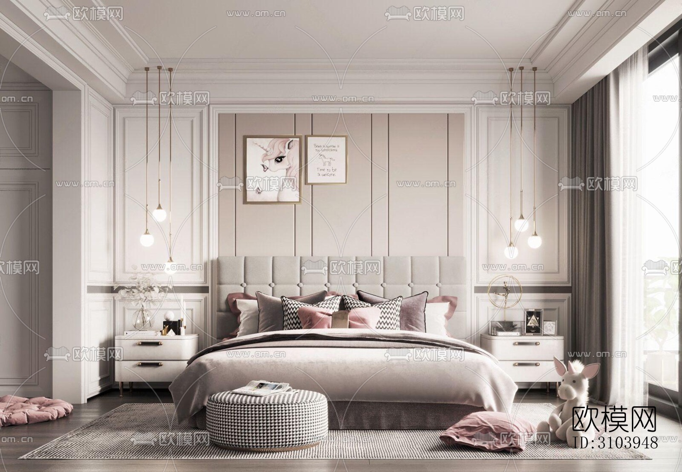 法式儿童房效果图下载（渲染图1）