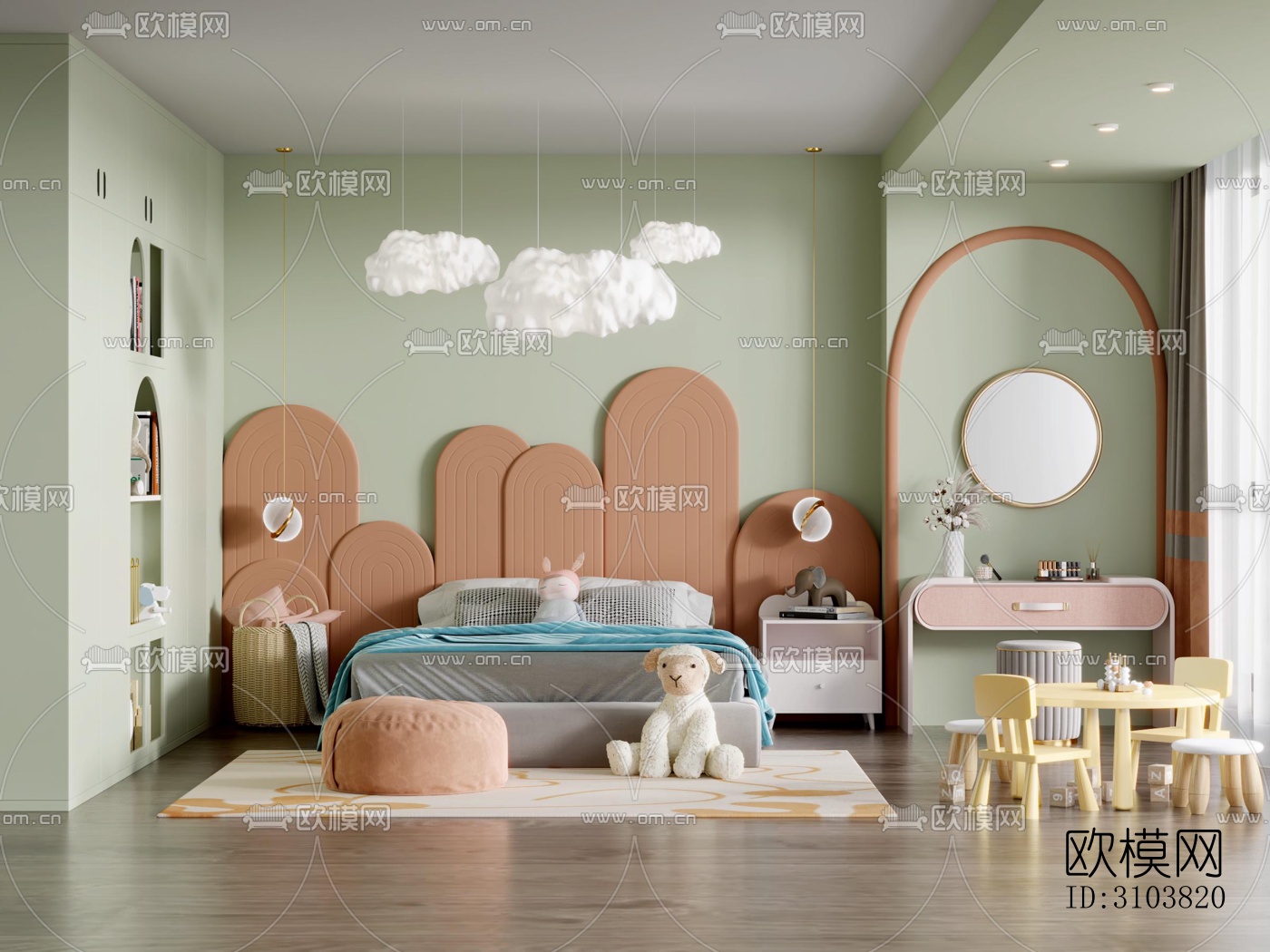 北欧儿童房效果图下载（渲染图3）
