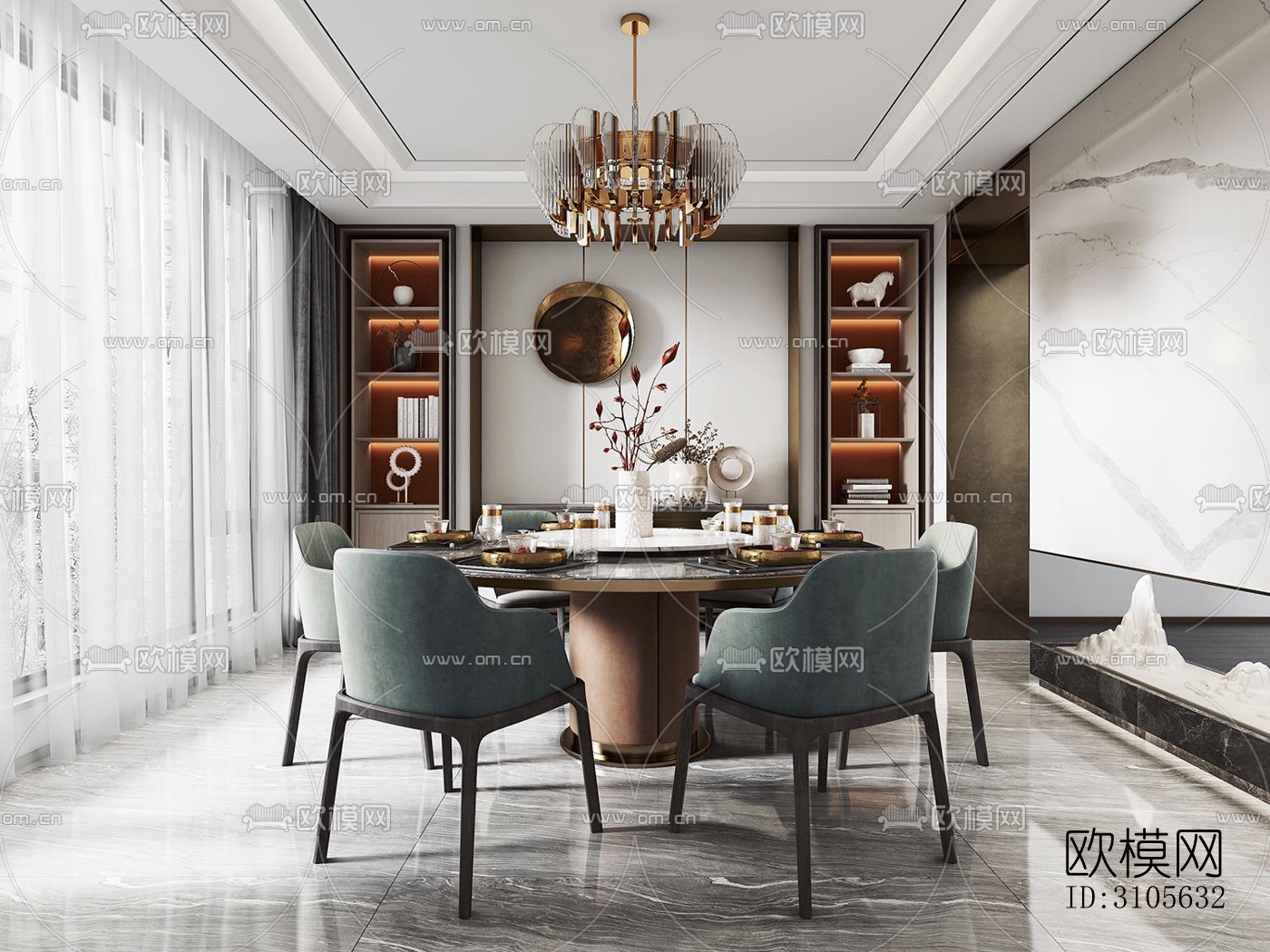 现代餐厅效果图下载（渲染图4）
