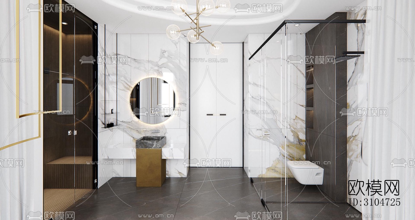 现代卫生间效果图下载（渲染图3）