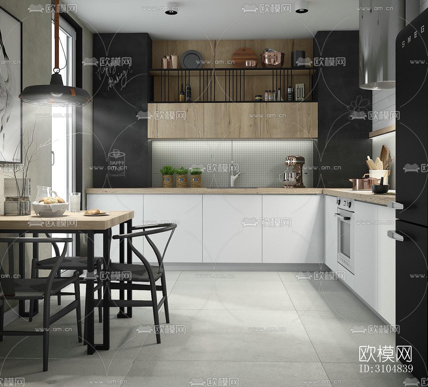 北欧厨房效果图下载（渲染图5）