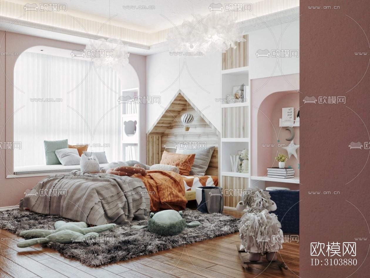 北欧儿童房效果图下载（渲染图3）