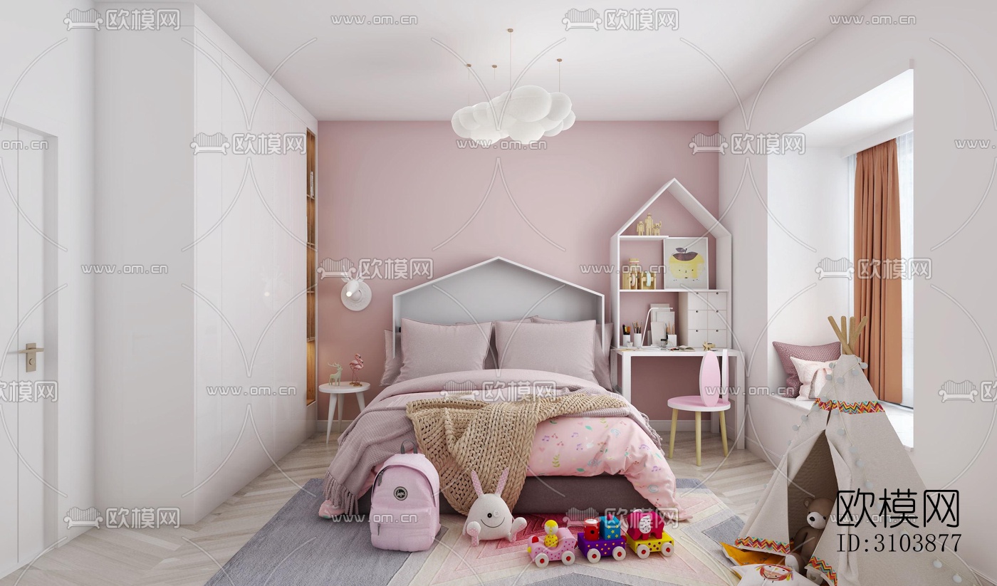 北欧儿童房效果图下载（渲染图4）