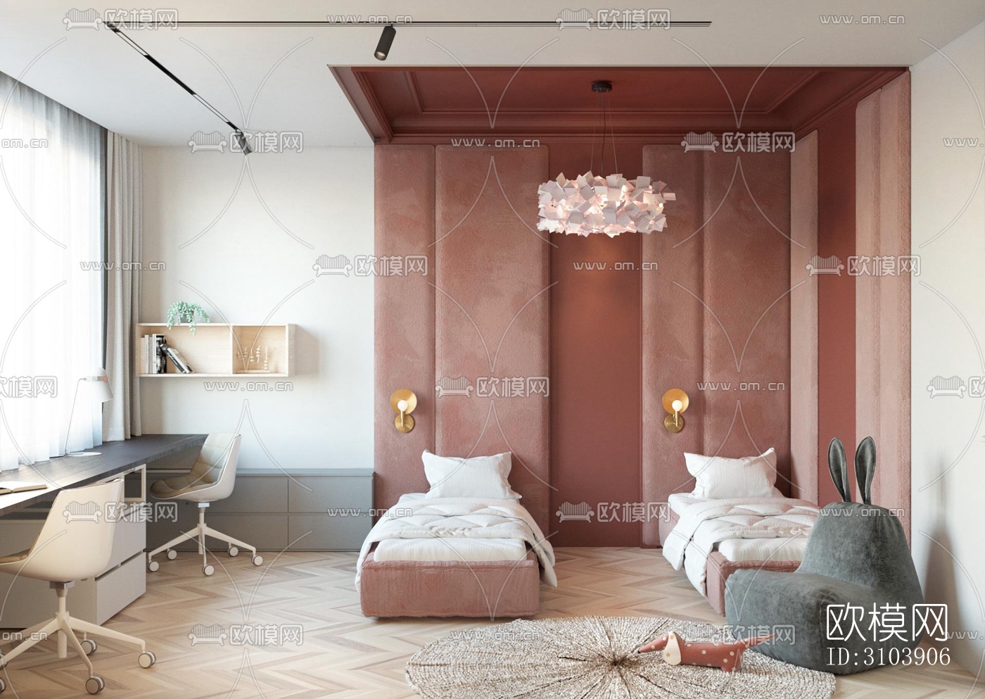 北欧儿童房效果图下载（渲染图4）