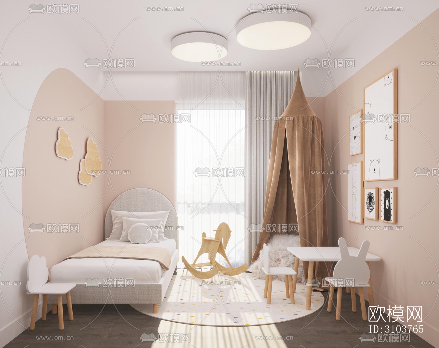 北欧儿童房效果图下载（渲染图5）