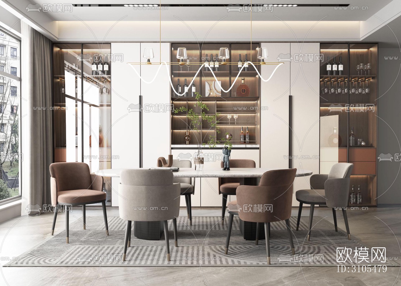 现代餐厅效果图下载（渲染图2）