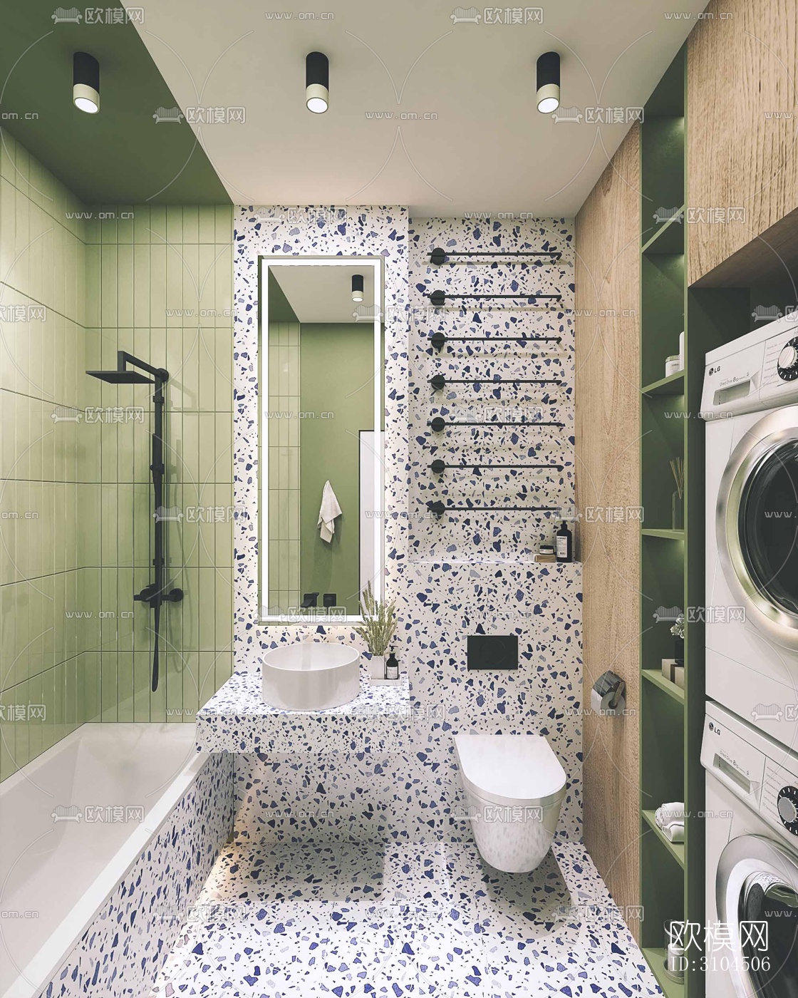 北欧卫生间效果图下载（渲染图1）