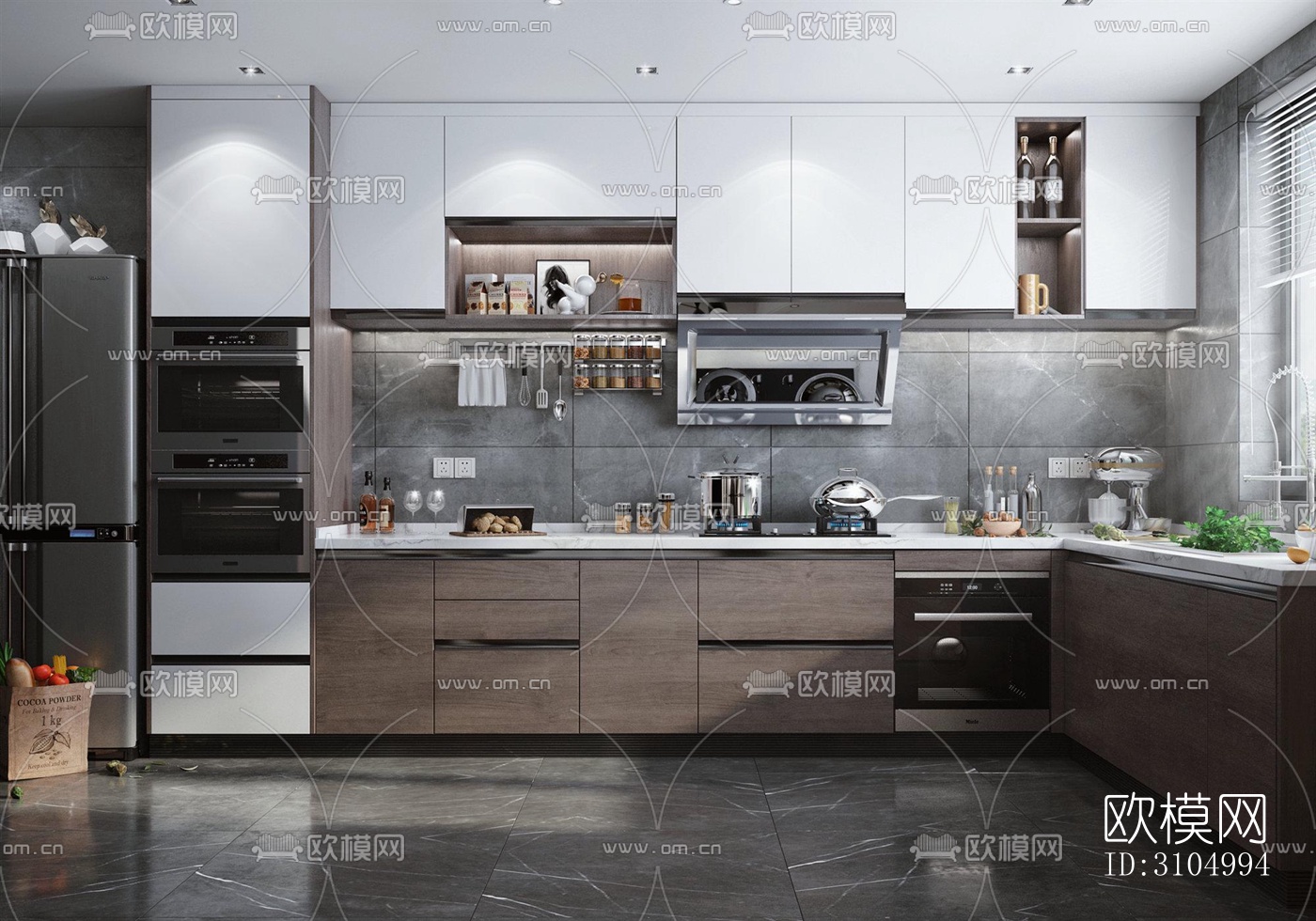 现代厨房效果图下载（渲染图4）