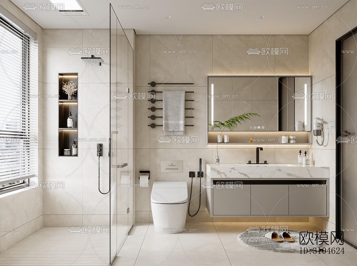 现代卫生间效果图下载（渲染图4）