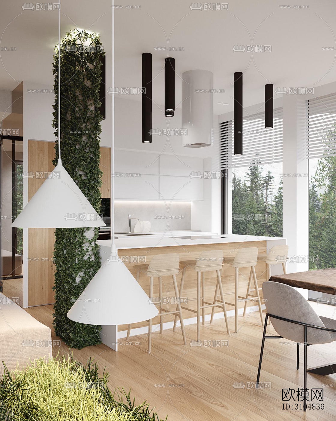 北欧厨房效果图下载（渲染图1）