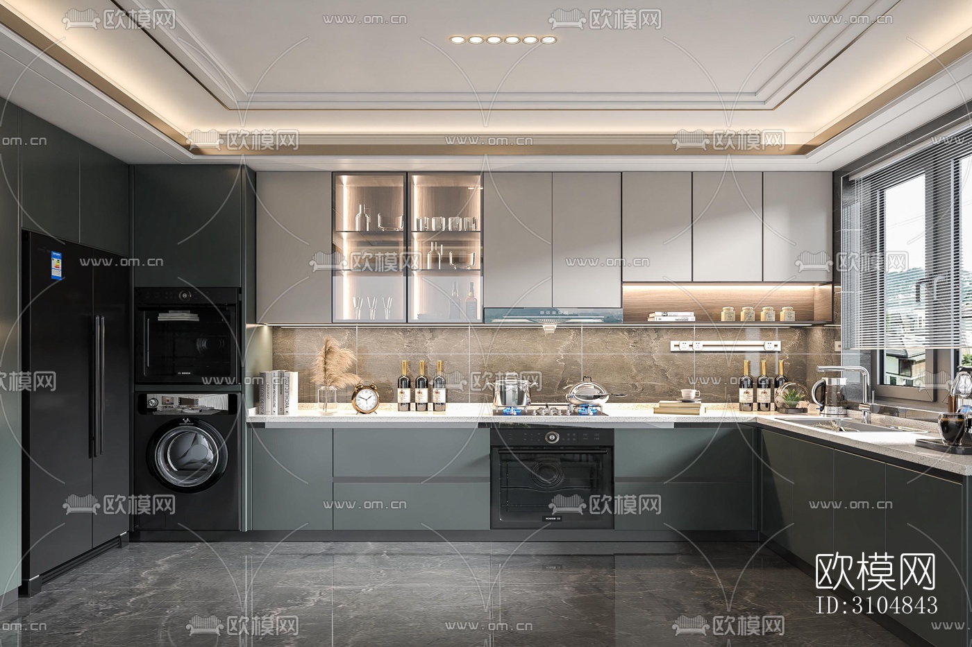 北欧厨房效果图下载（渲染图2）