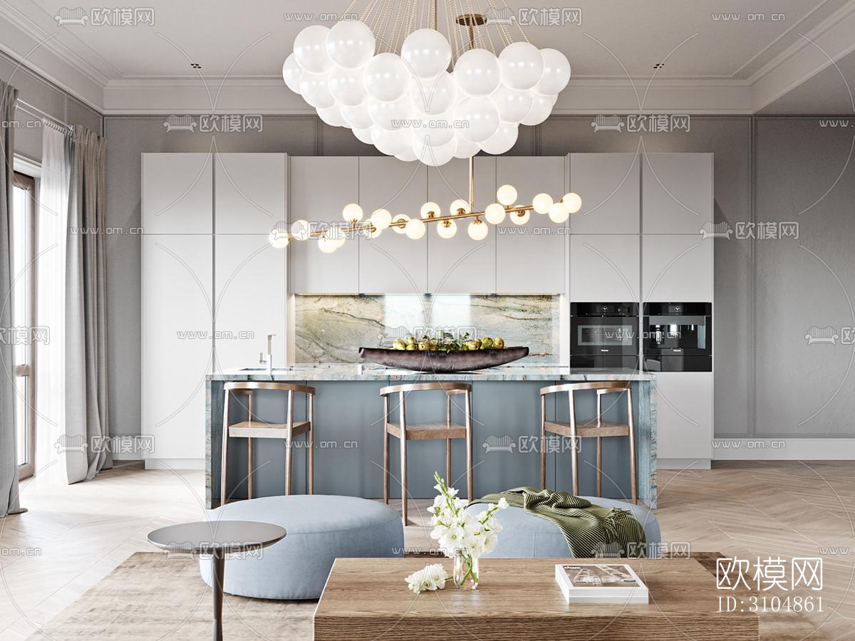 北欧厨房效果图下载（渲染图4）