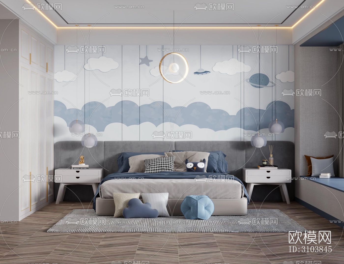 北欧儿童房效果图下载（渲染图5）