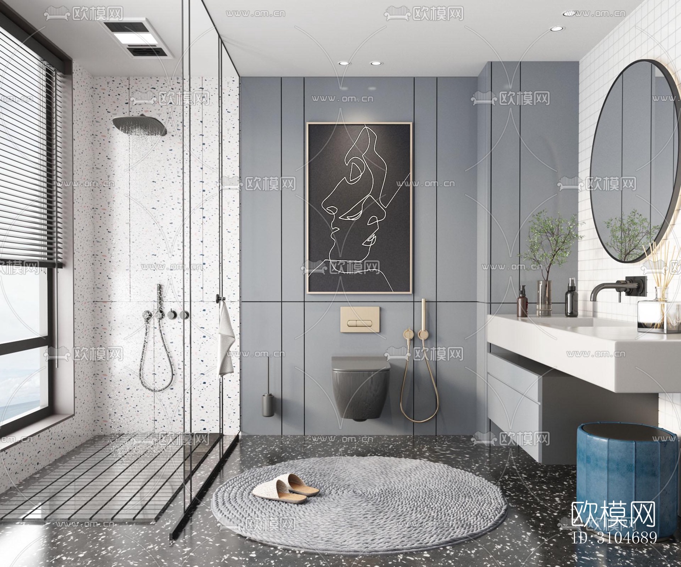 现代卫生间效果图下载（渲染图3）