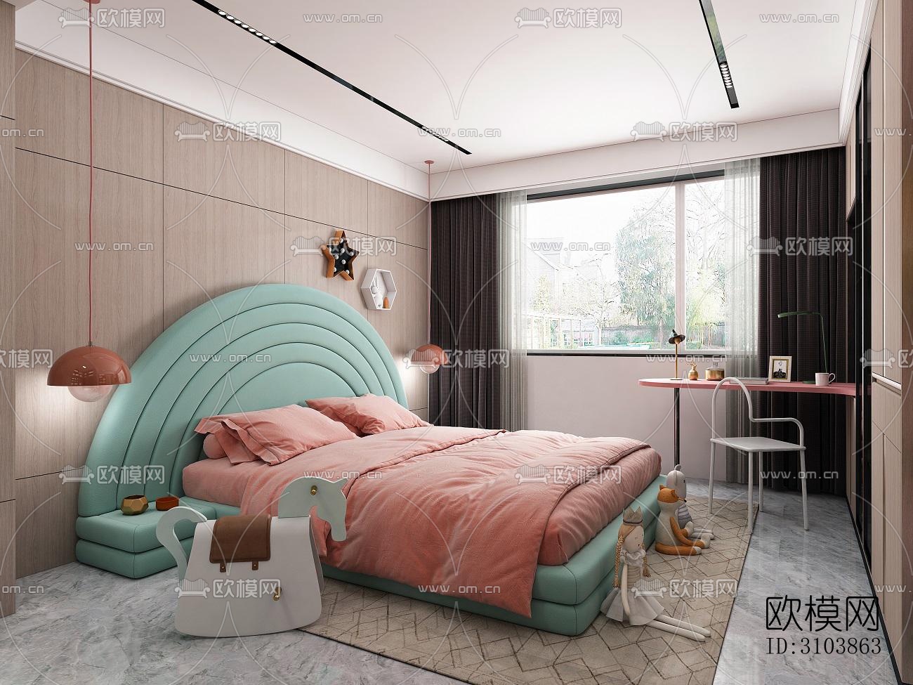 北欧儿童房效果图下载（渲染图5）