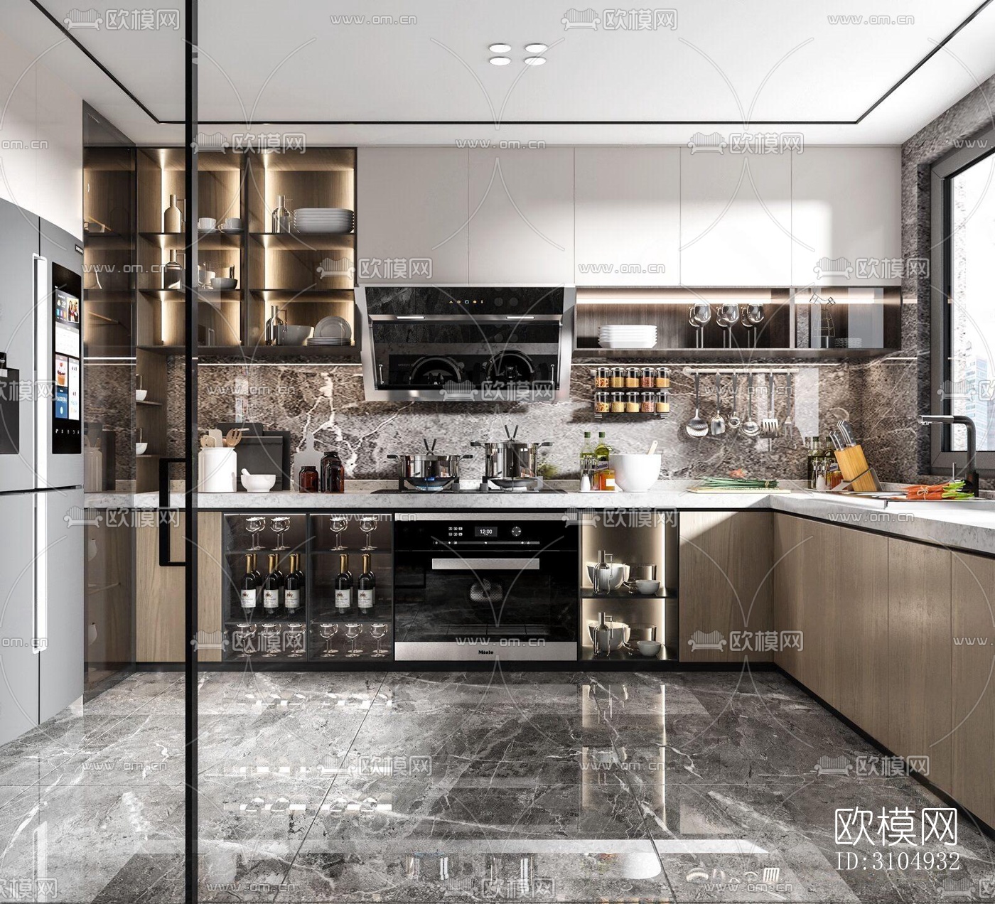 现代厨房效果图下载（渲染图4）