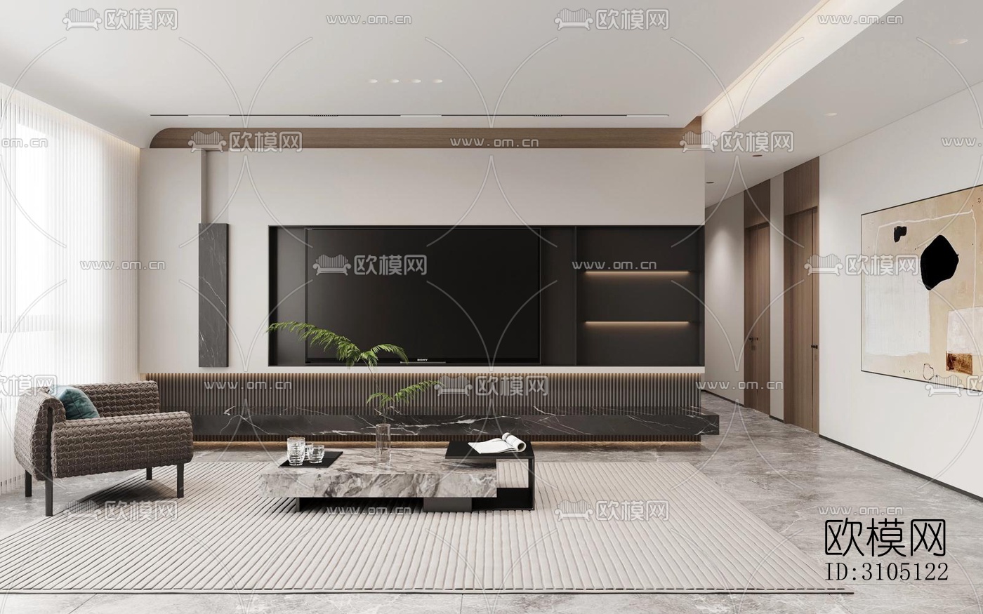 现代平层效果图下载（渲染图2）