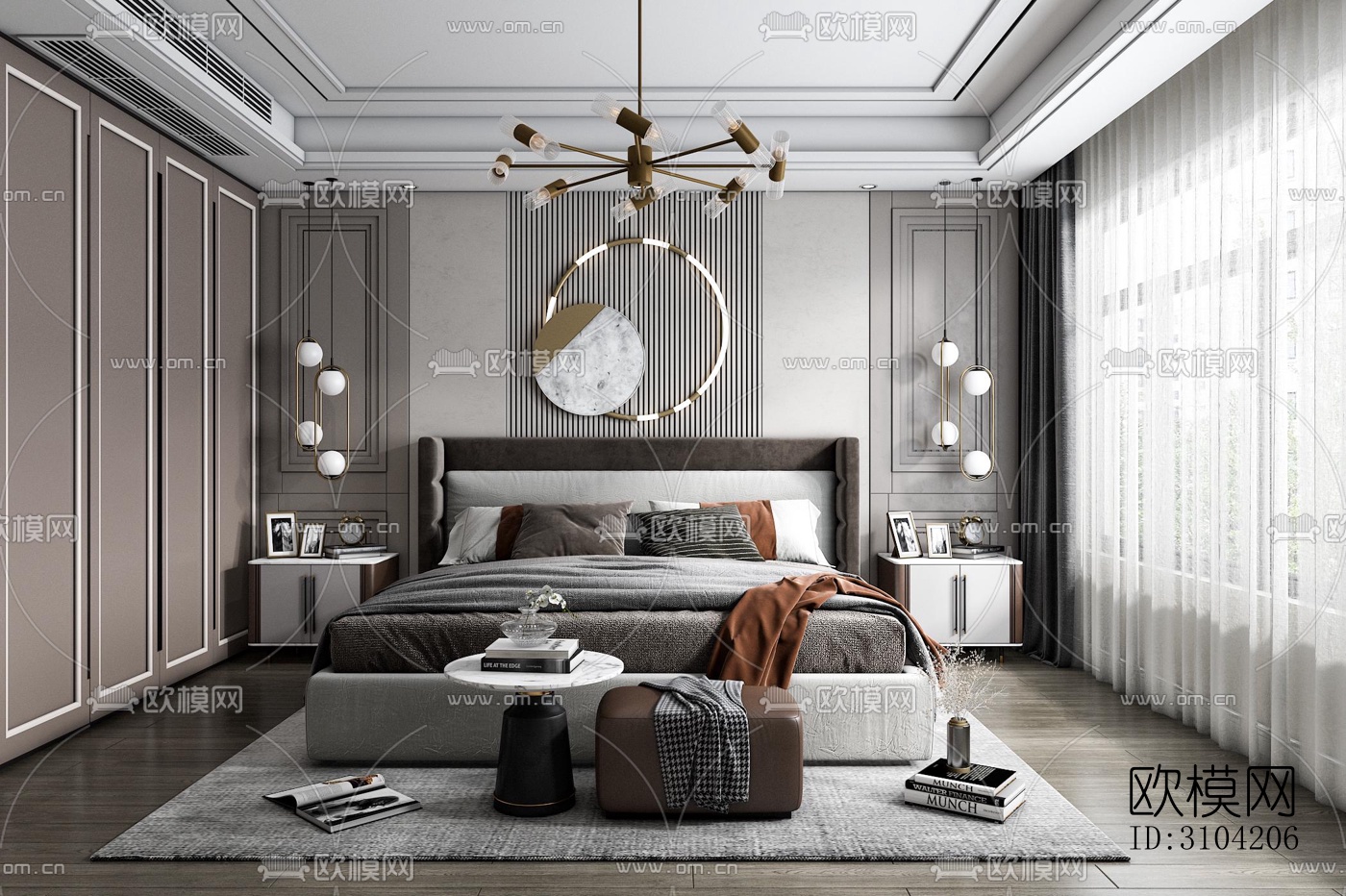 欧式卧室效果图下载（渲染图5）