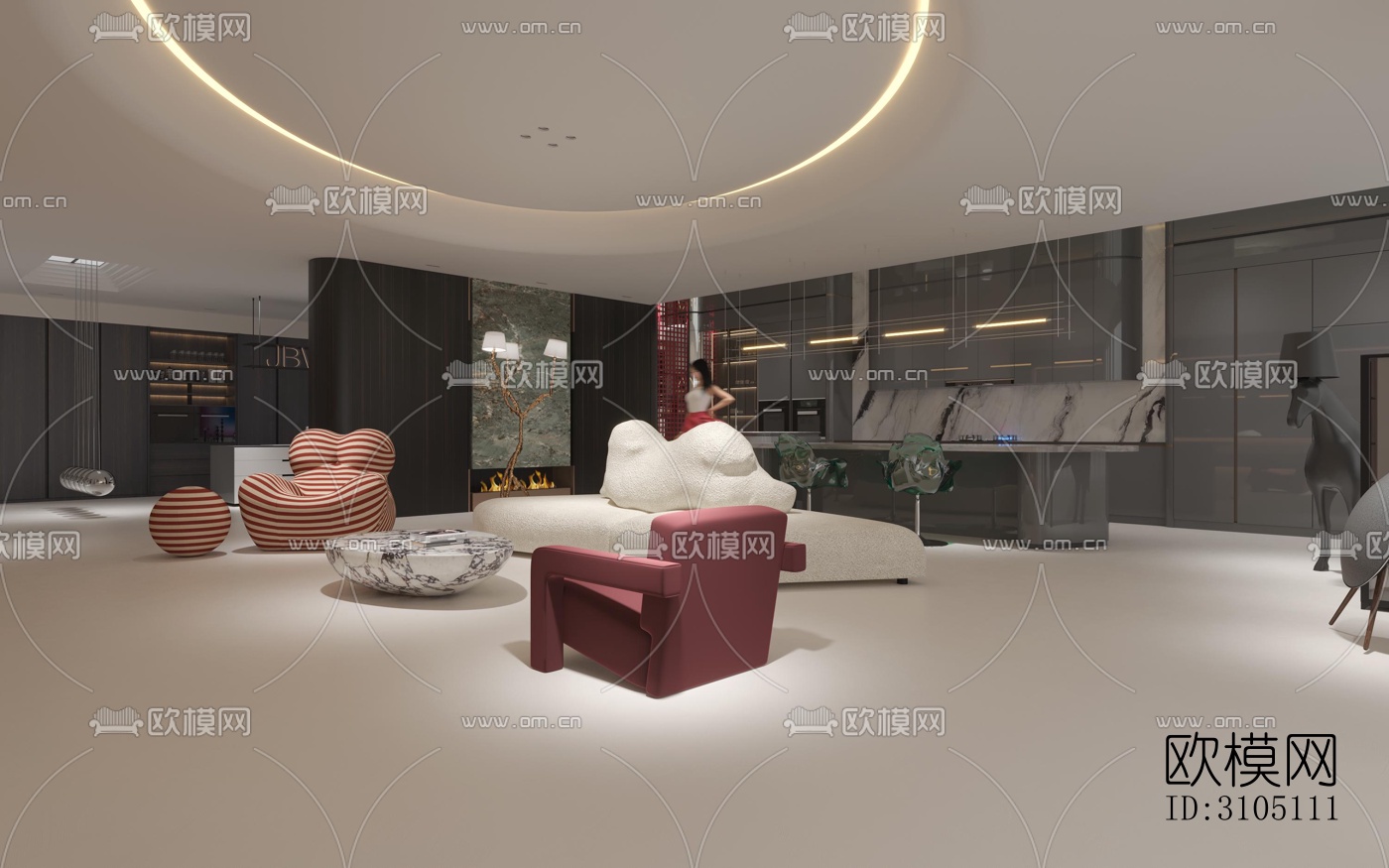 现代平层效果图下载（渲染图13）