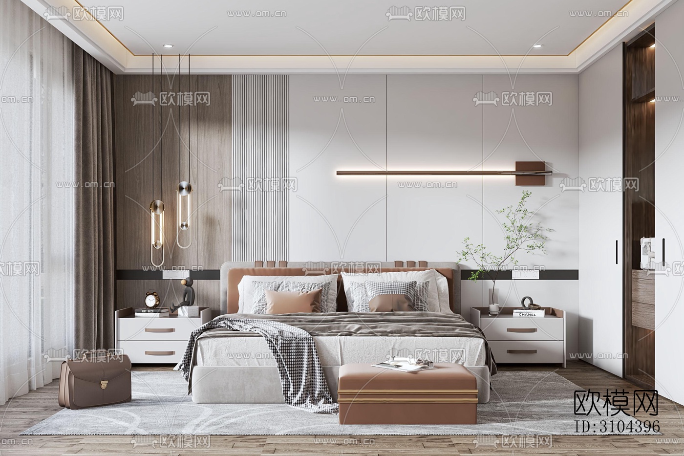 现代卧室效果图下载（渲染图2）