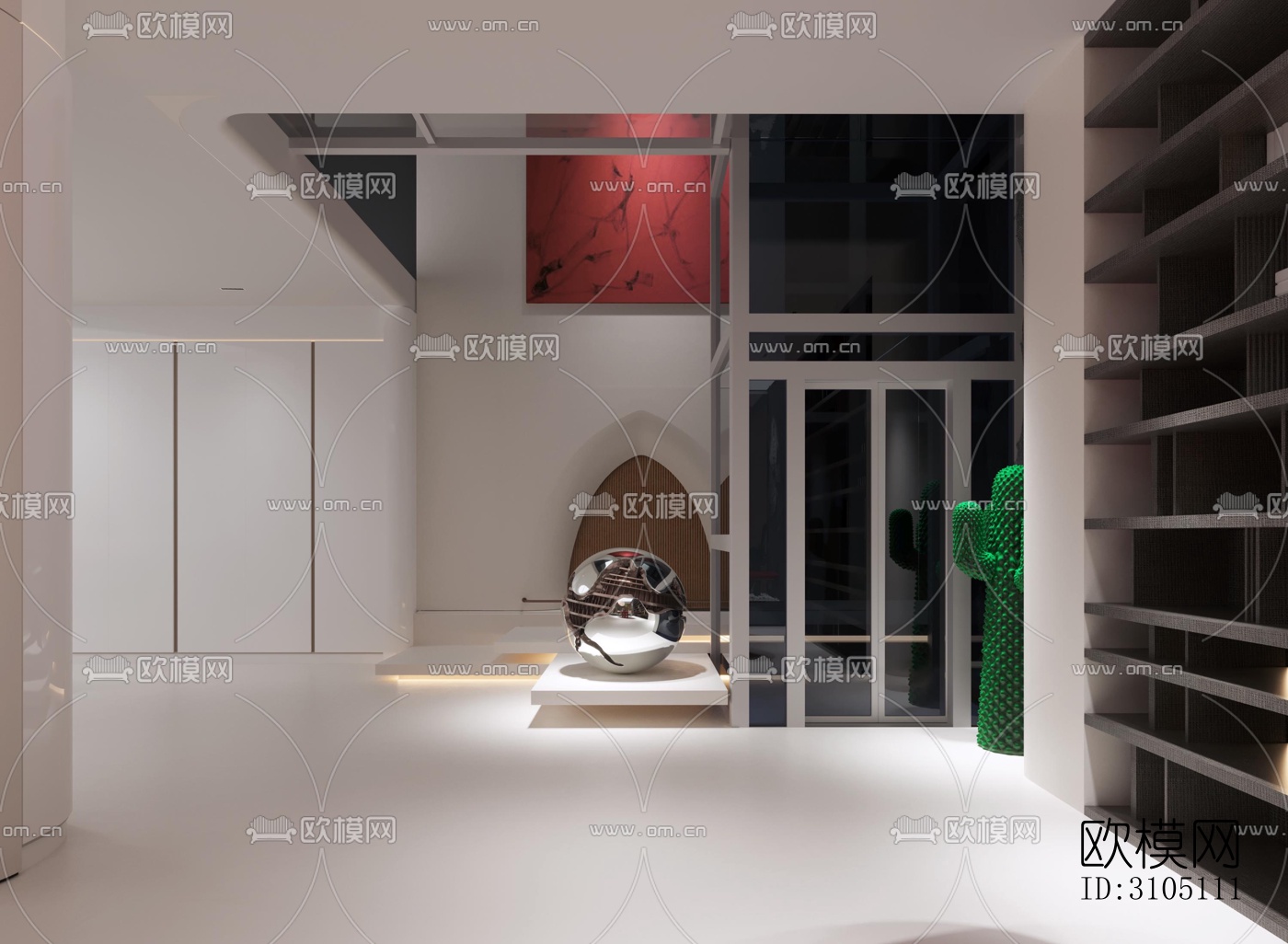 现代平层效果图下载（渲染图16）