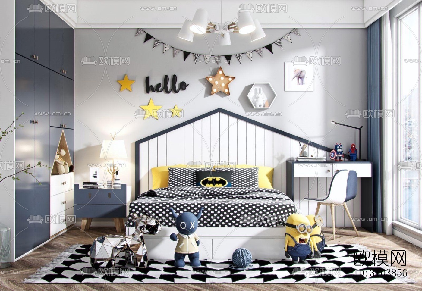 北欧儿童房效果图下载（渲染图3）