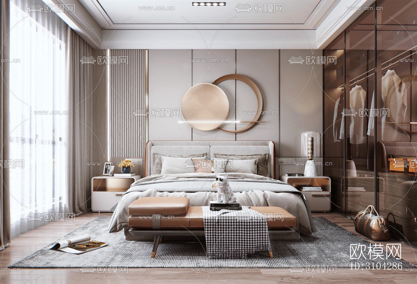 现代卧室效果图下载（渲染图4）