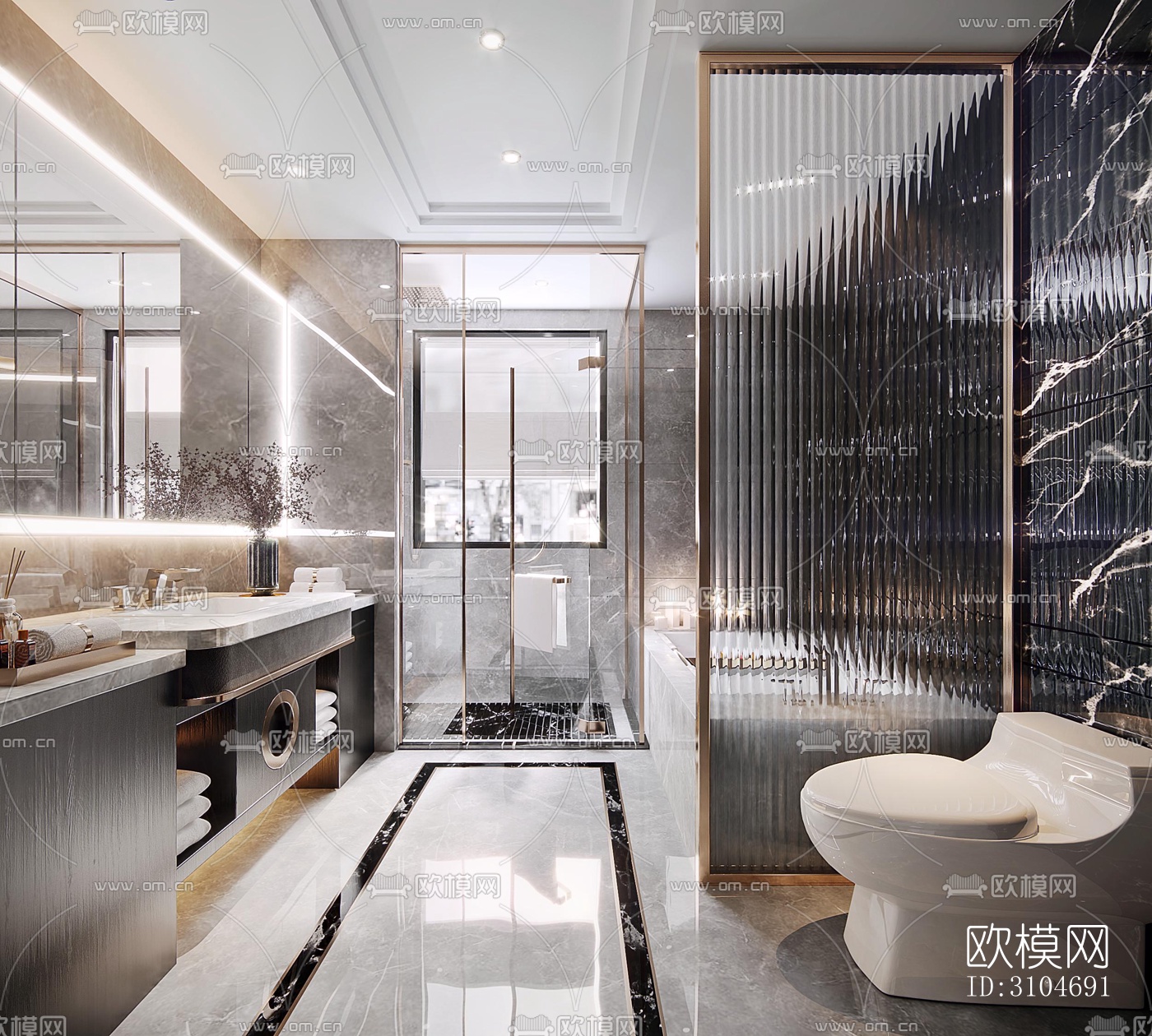 现代卫生间效果图下载（渲染图5）