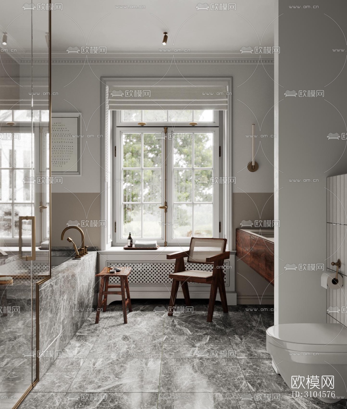 法式卫生间效果图下载（渲染图1）