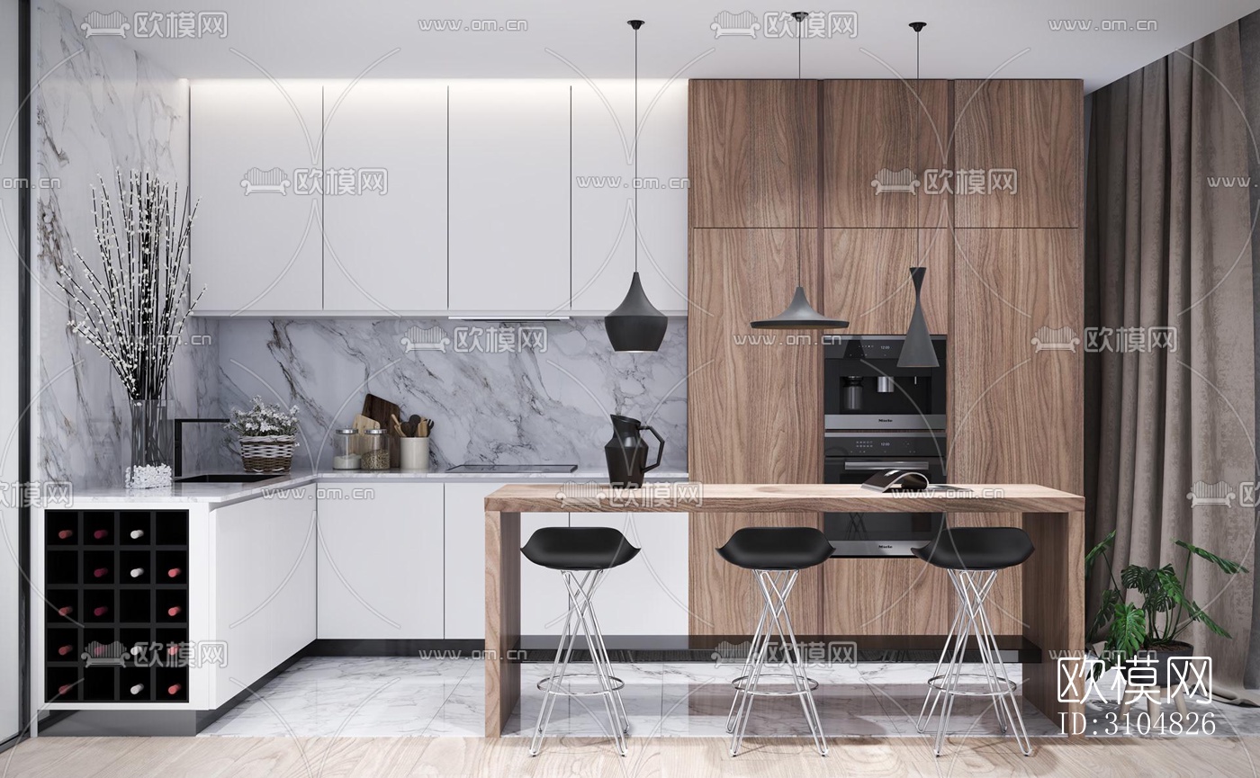 北欧厨房效果图下载（渲染图5）