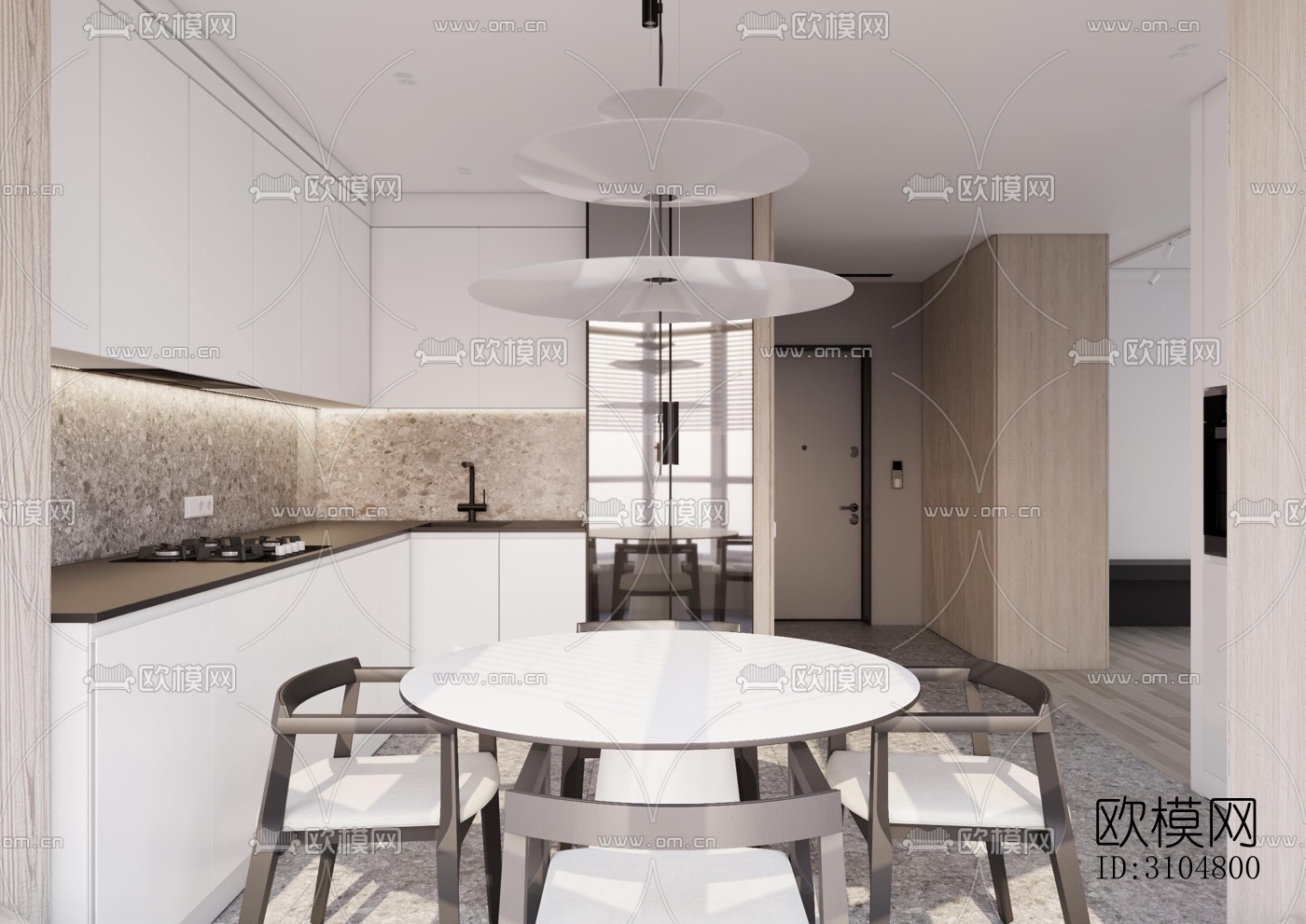 北欧厨房效果图下载（渲染图5）