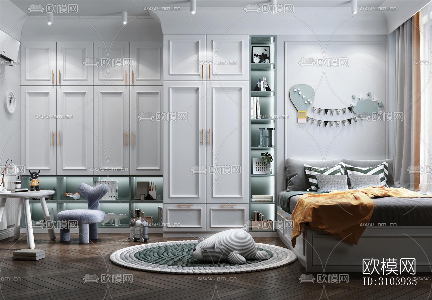 欧式儿童房效果图下载（渲染图1）