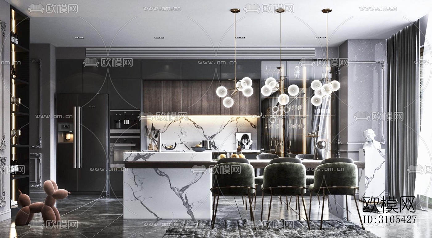 现代餐厅效果图下载（渲染图5）