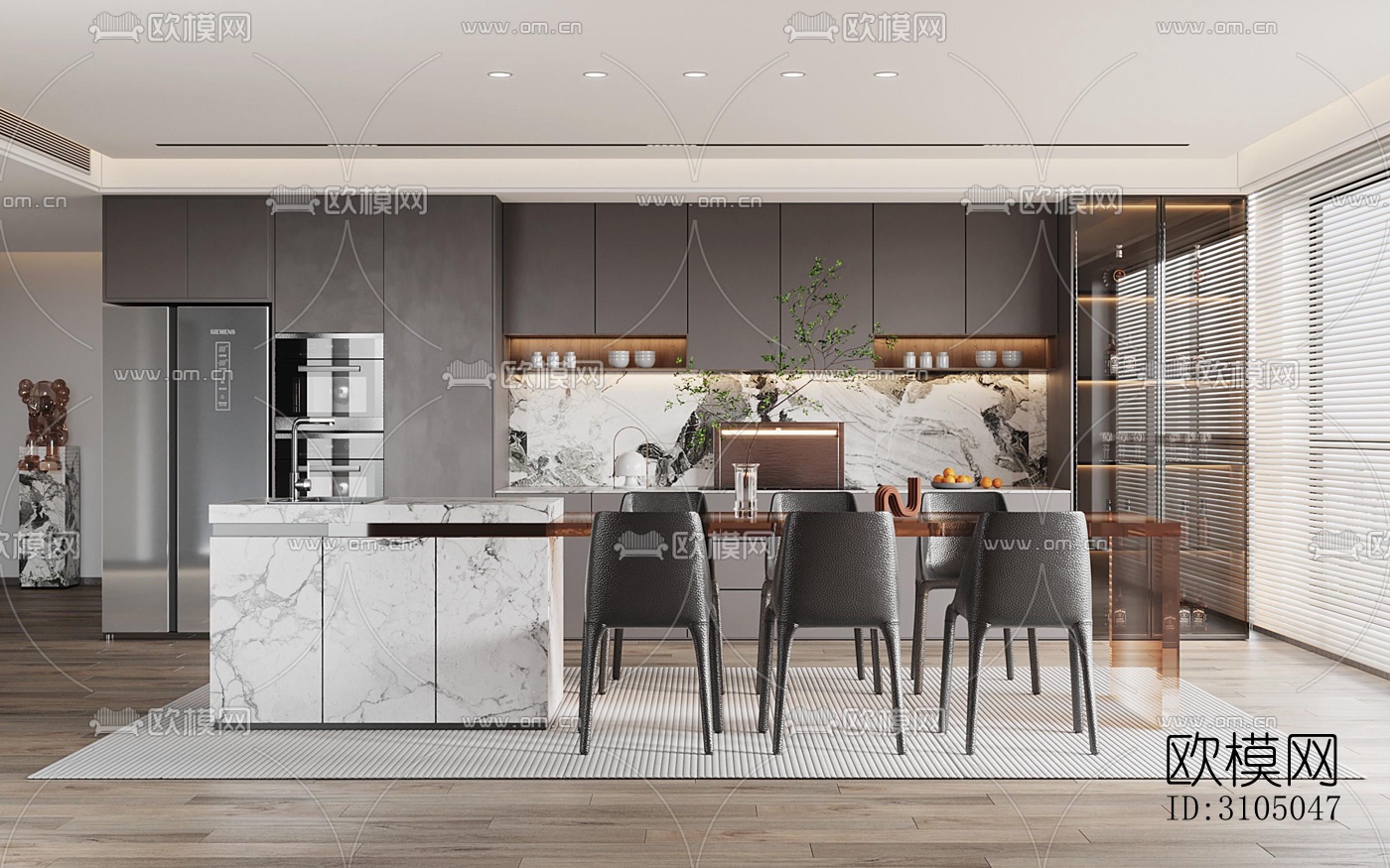 现代厨房效果图下载（渲染图9）