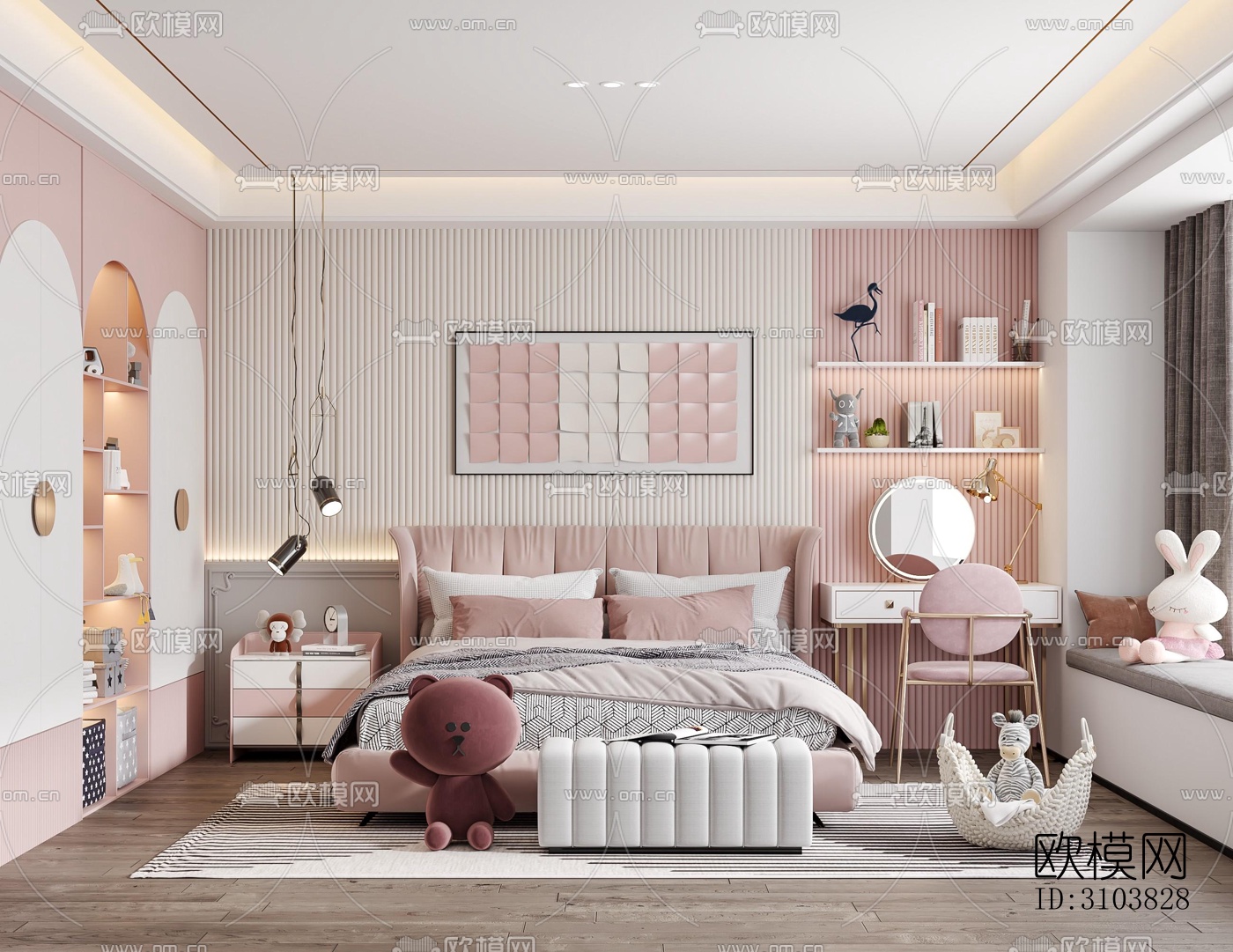 北欧儿童房效果图下载（渲染图1）