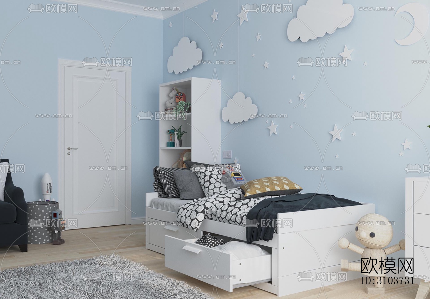 北欧儿童房效果图下载（渲染图5）