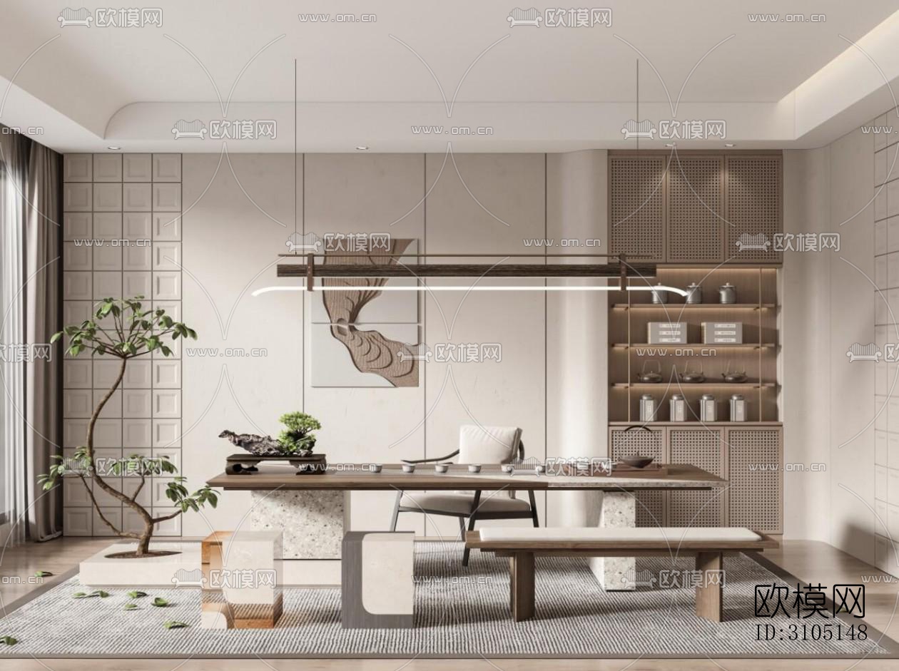 侘寂茶室效果图下载（渲染图4）