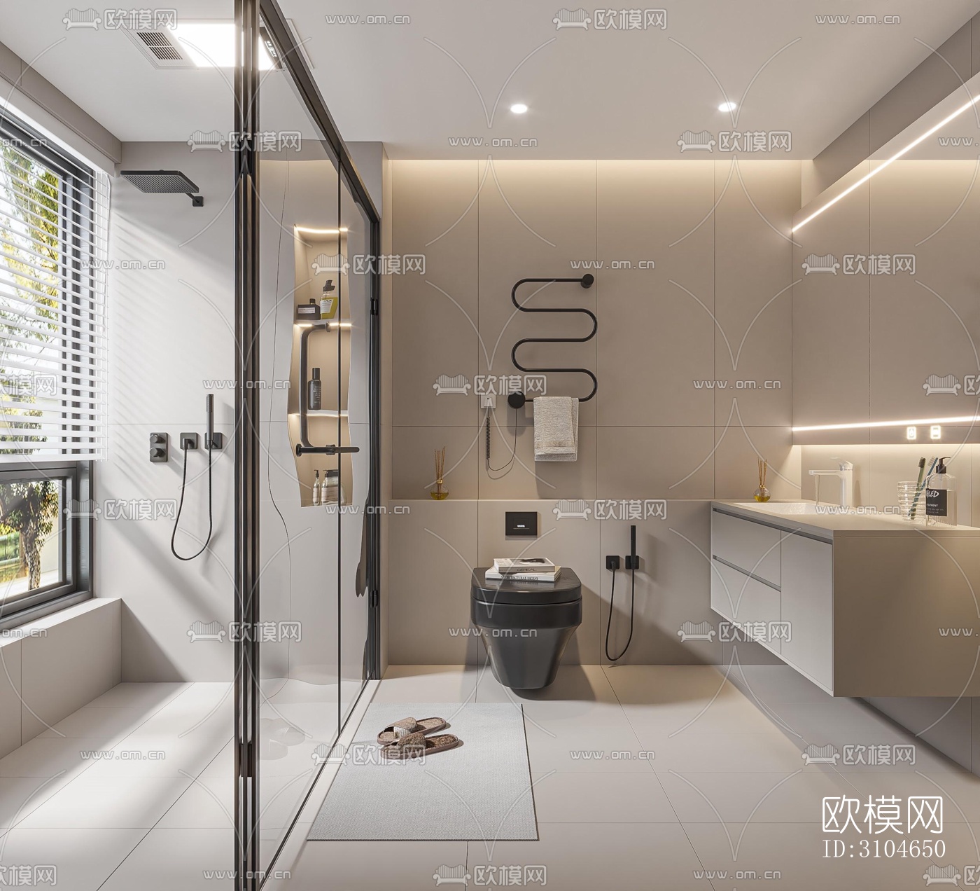 现代卫生间效果图下载（渲染图3）