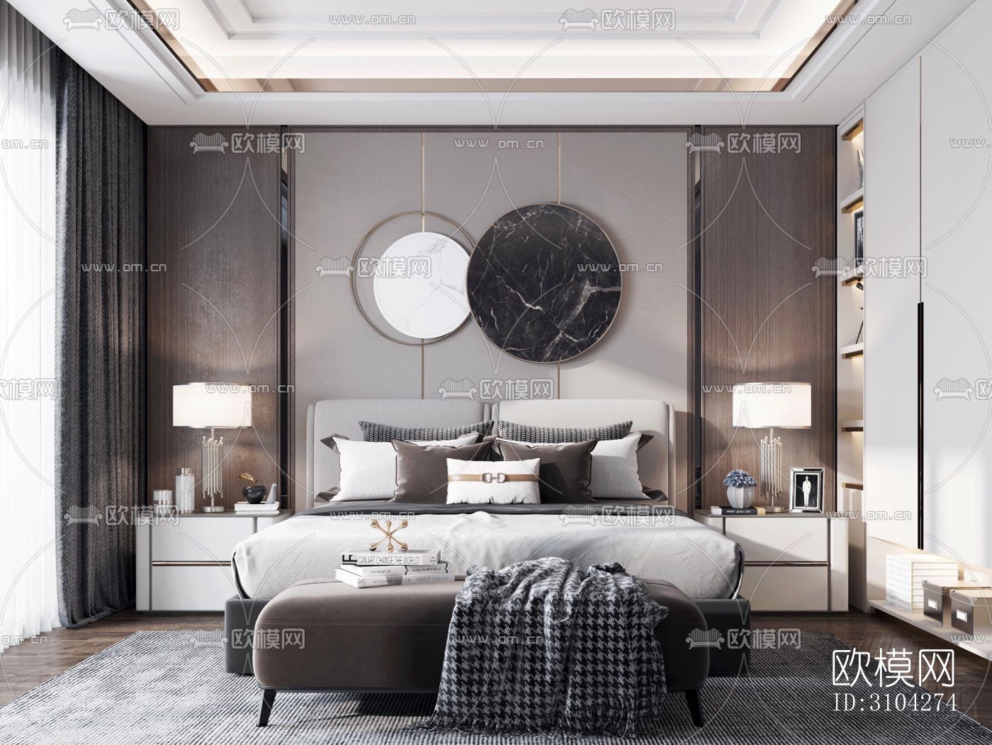 现代卧室效果图下载（渲染图3）