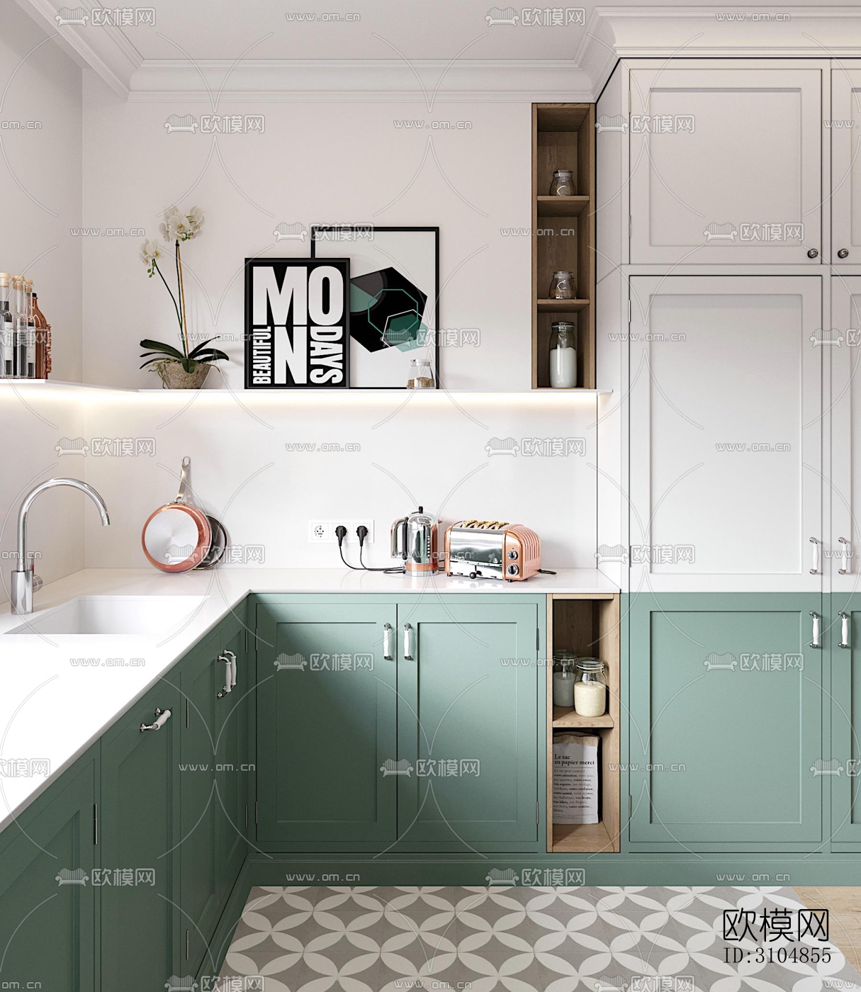 北欧厨房效果图下载（渲染图5）