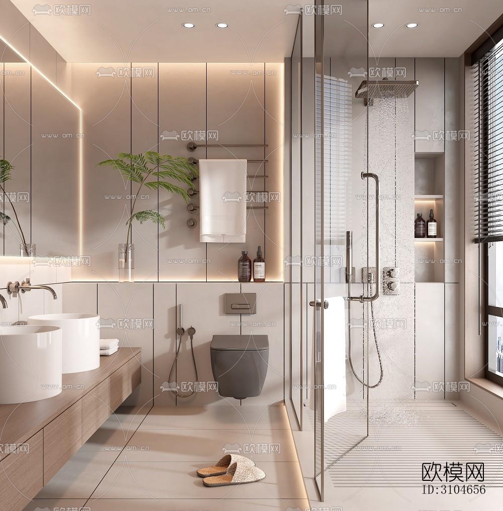 现代卫生间效果图下载（渲染图3）