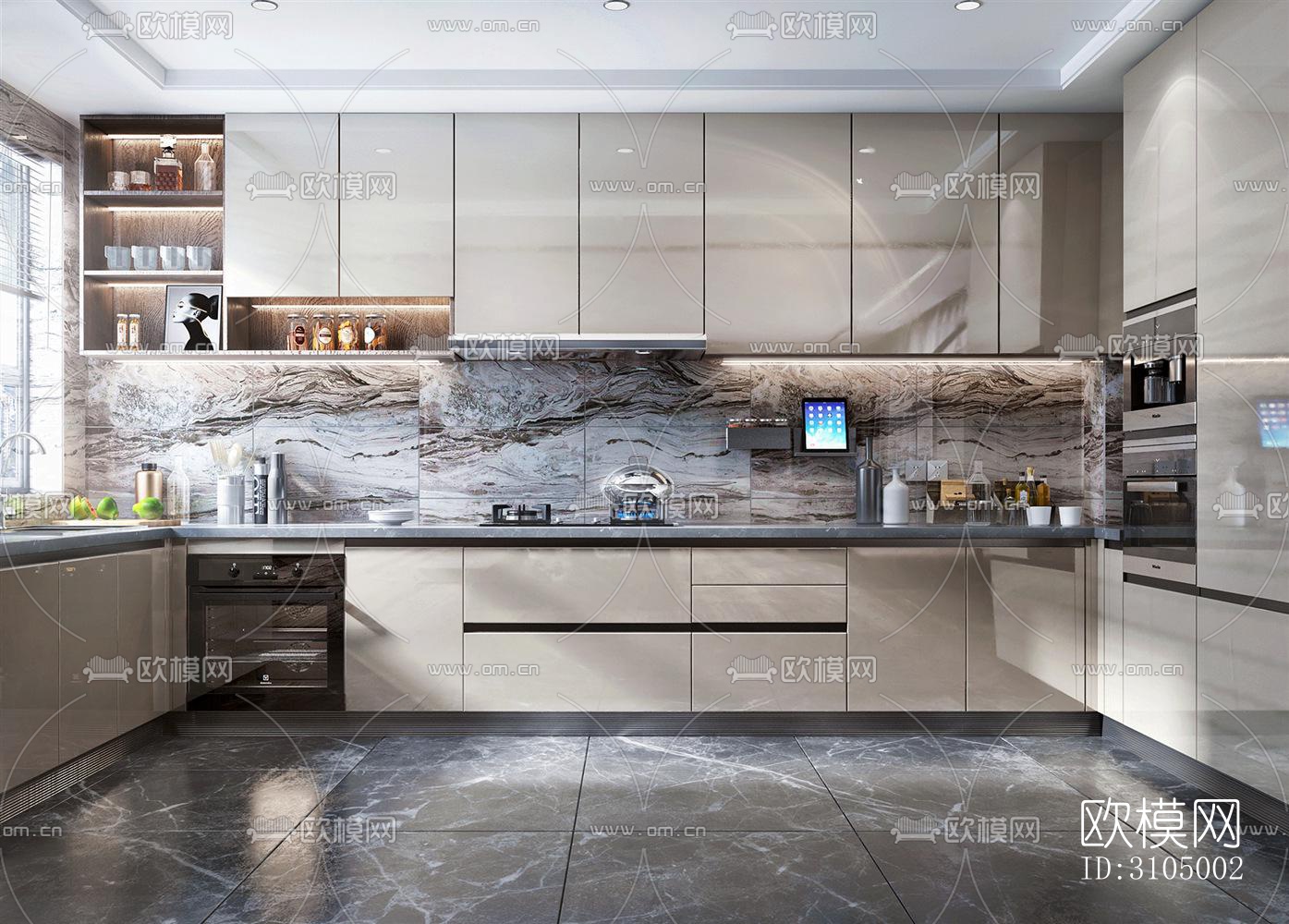 现代厨房效果图下载（渲染图5）
