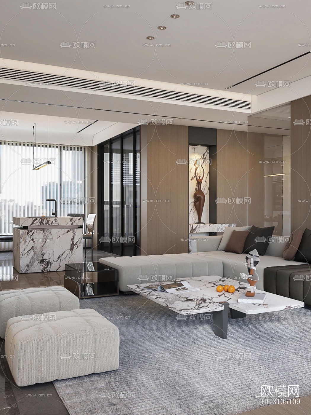 现代平层效果图下载（渲染图8）