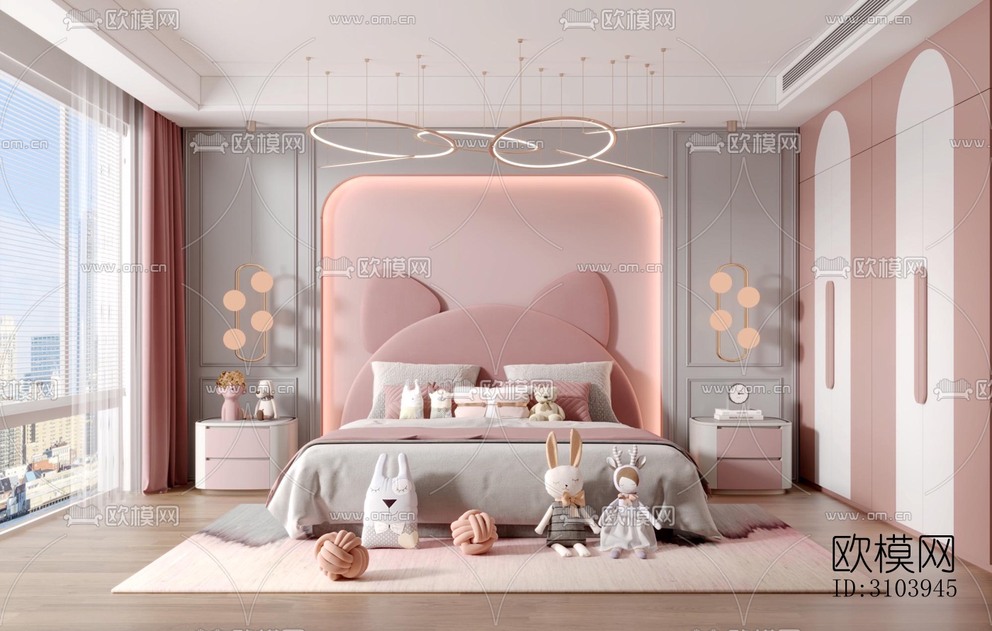 法式儿童房效果图下载（渲染图4）