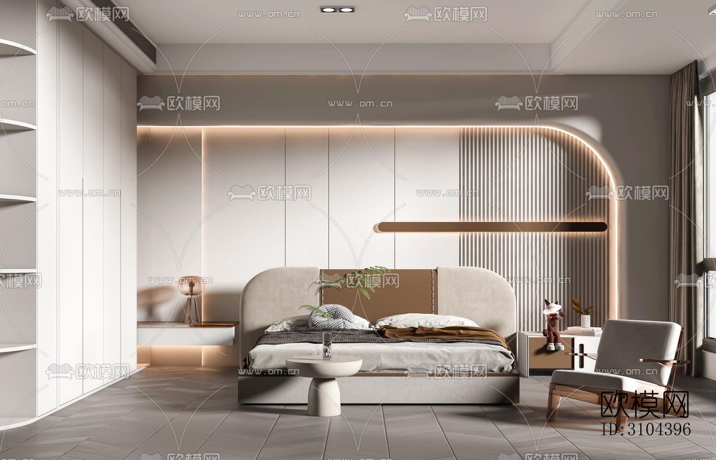 现代卧室效果图下载（渲染图3）